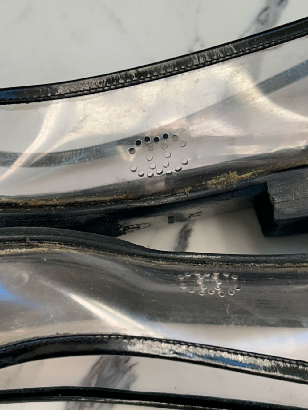 CHANEL Black Patent Cap-Toe Clear PVC Ballet Flats - Picture 6 of 13